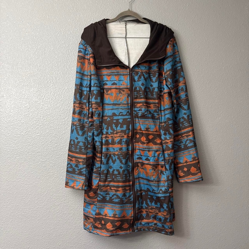 Women's Western Aztec Print Zip Up Hoodie Long Sleeve Lightweight